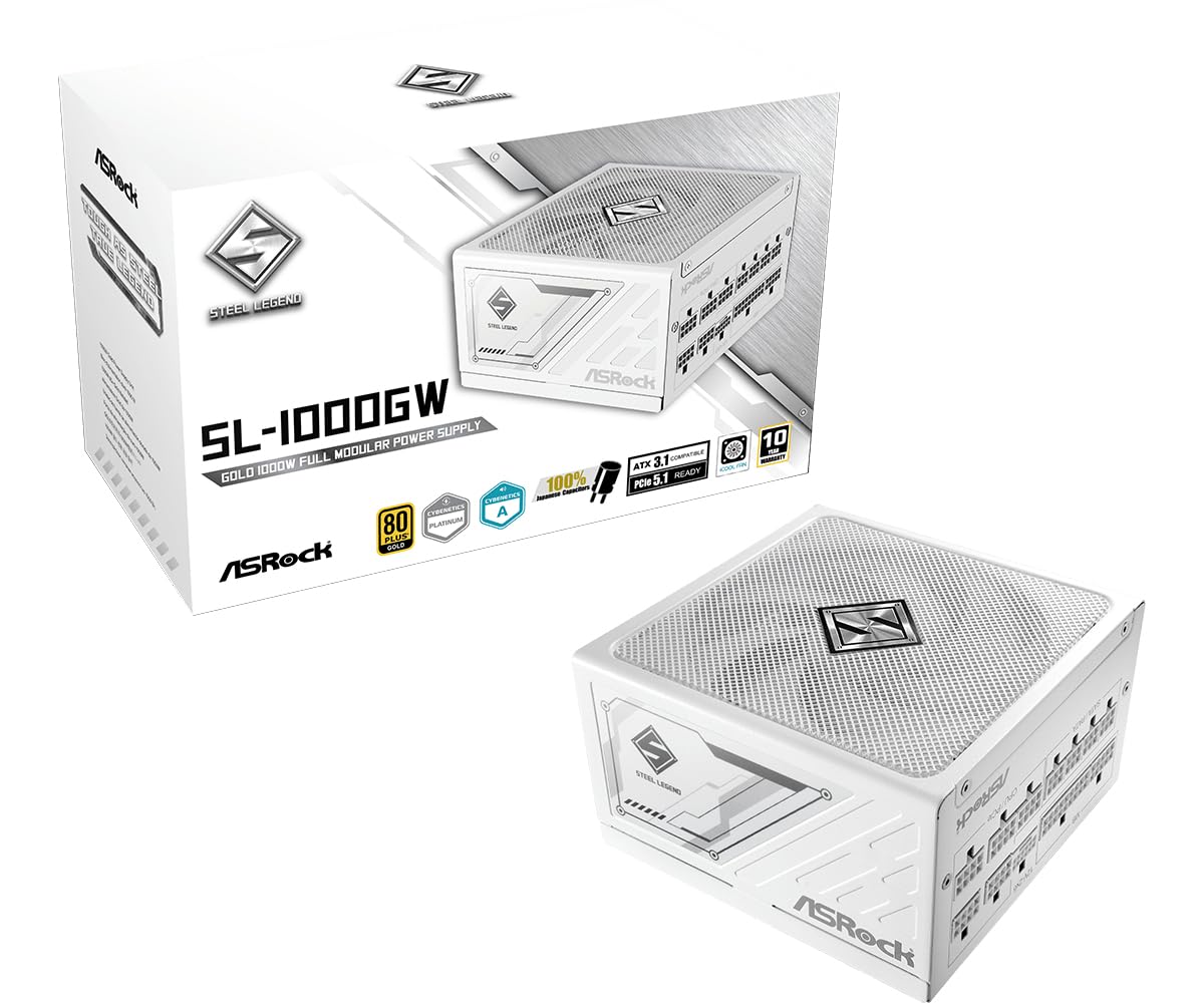 ASRock Steel Legend - Alimentatore per PC, 1000 W, ATX, 80+ con certificazione Gold