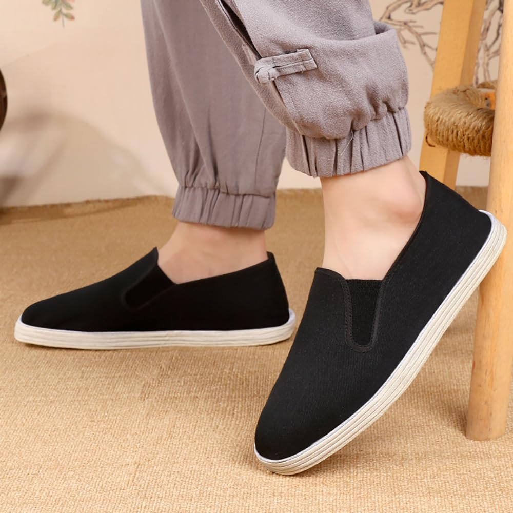 Zapatos de Tai Chi Kung fu Unisex Calzado de Artes Marciales Tradicionales Zapatos de Entrenamiento Ligeros Antideslizantes de Tela Antigua de Beijing Zapatillas Transpirables