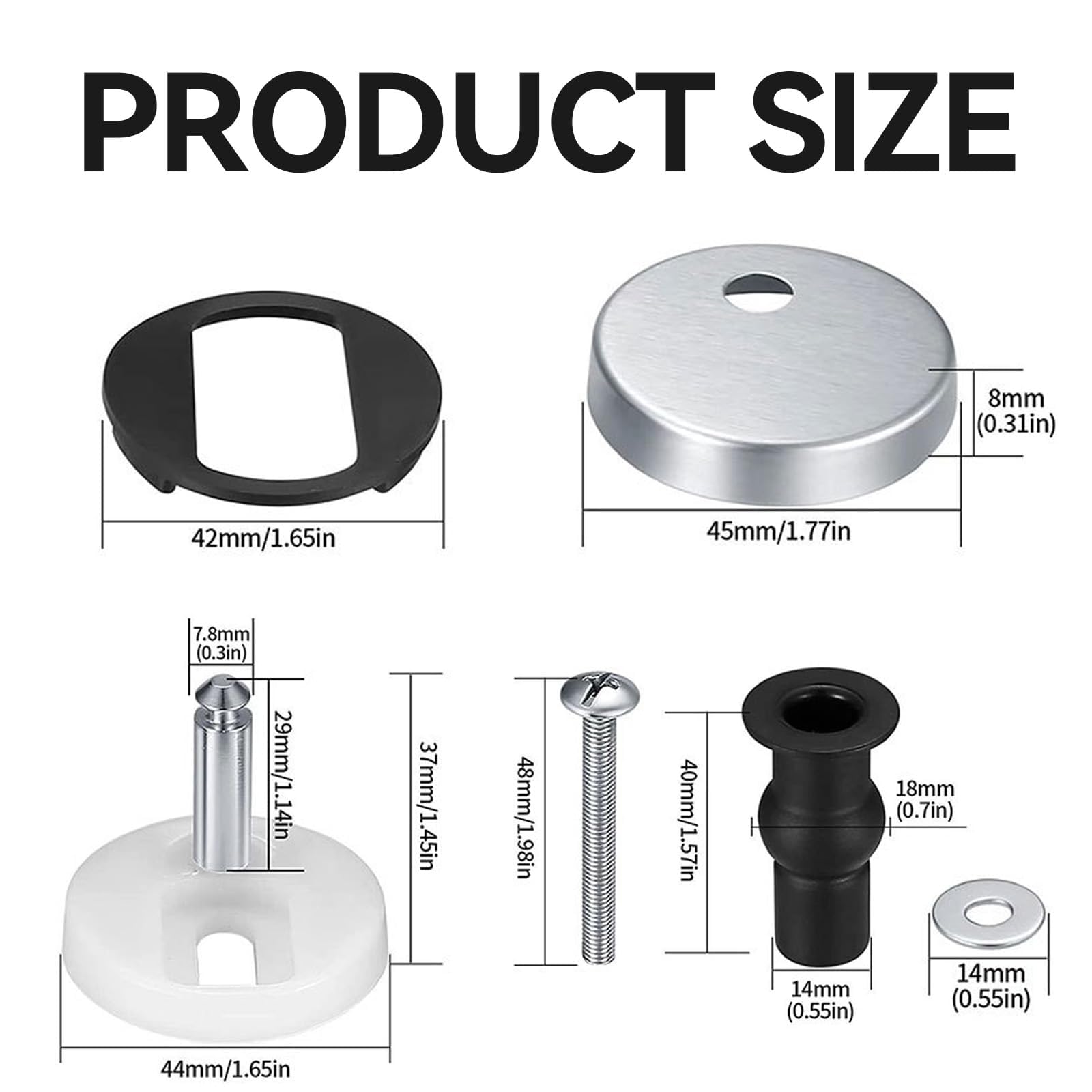 Oiieco 2 Pcs Quick Release Toilet Seat Fixings, Toilet Seat Screws, Universal Toilet Seat Hinge Fittings - Image 2
