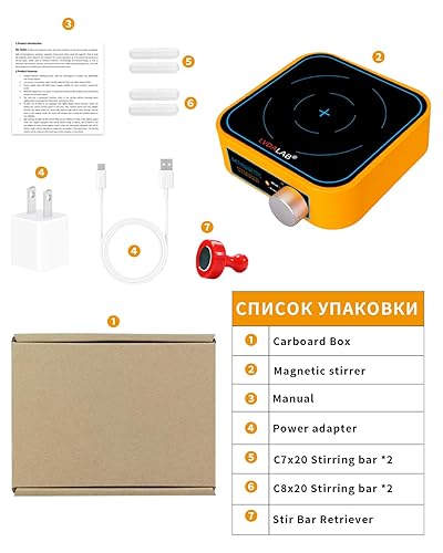 Miniatura 5 de Mini agitador magnético de 3000 rpm, mezclador magnético de 101.4 fl oz para líquido de baja viscosidad, sin calentamiento, velocidad ajustable y 4