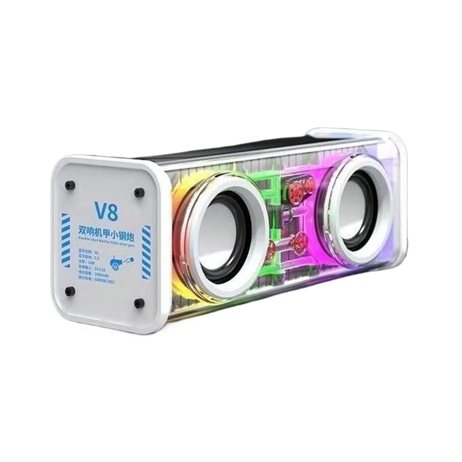 Bluetooth Speakers With Large Capacity Battery Life Enjoy Music Anywhere Portable Bluetooth Speaker ABS Music Speaker, white, V8