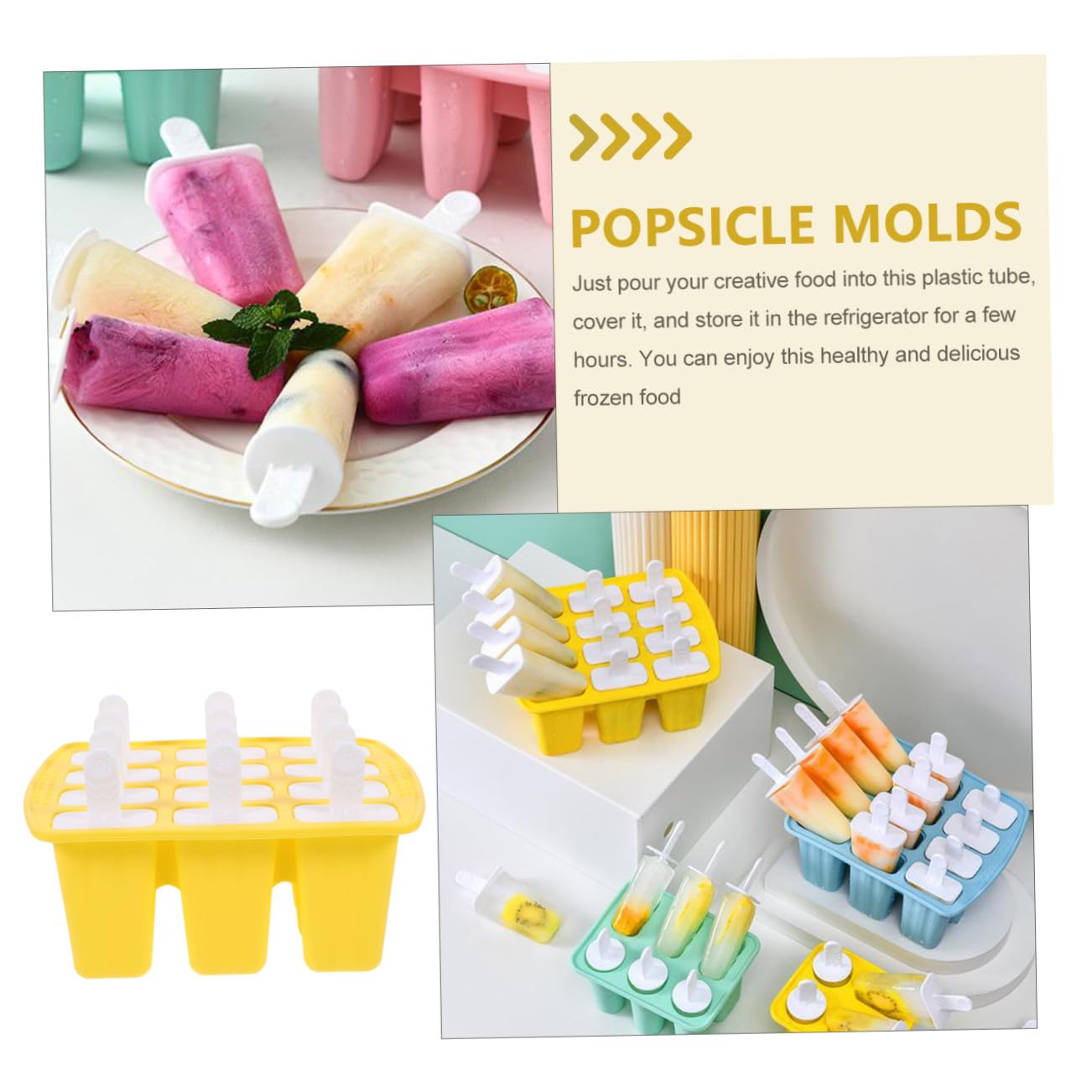 Moule à Glaçons en Silicone Jaune 12 Grilles pour Glace Maison
