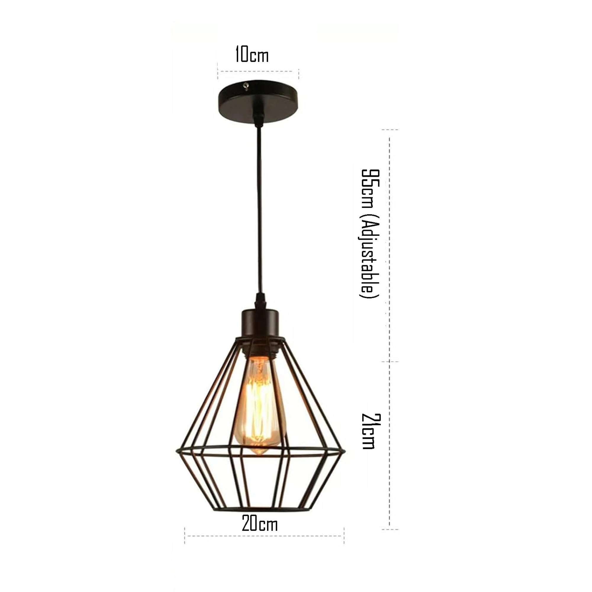 Lampadario a sospensione industriale plug-in retrò, interruttore on/off