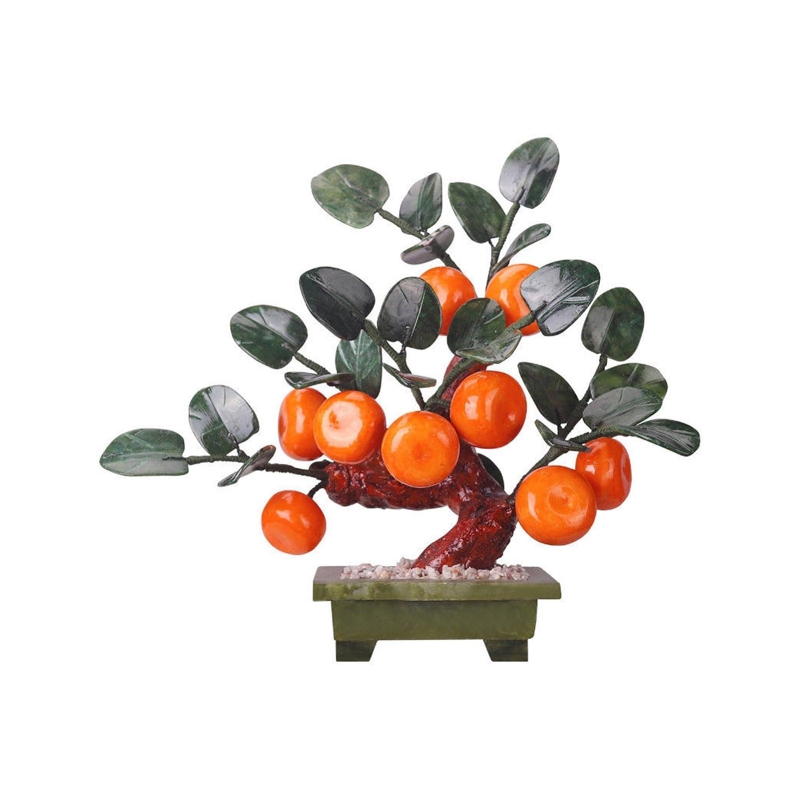 WDSOPK simulated potted plant Jade Orange Tree Bonsai Ornament Office Desk Home Room Decor Feng Shui Wealth Artificial Plants(Medium) (Medium)