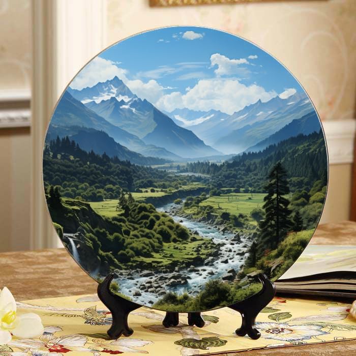 Amazon.com: DNOVING Landscape Painting Ceramic Art Plate 10-inch