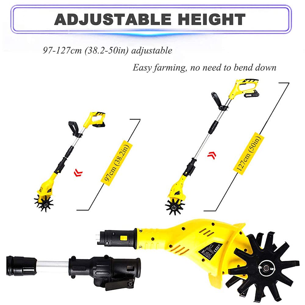 Motocultor Eléctrico para JardíN 250 RPM Motoazada Rotavator Jardinería Huerto Cultivar Escarar, Fresadora de Tierra, Fresadora de Cultivador, Ancho de Trabajo 30cm, Profundidad 20cm