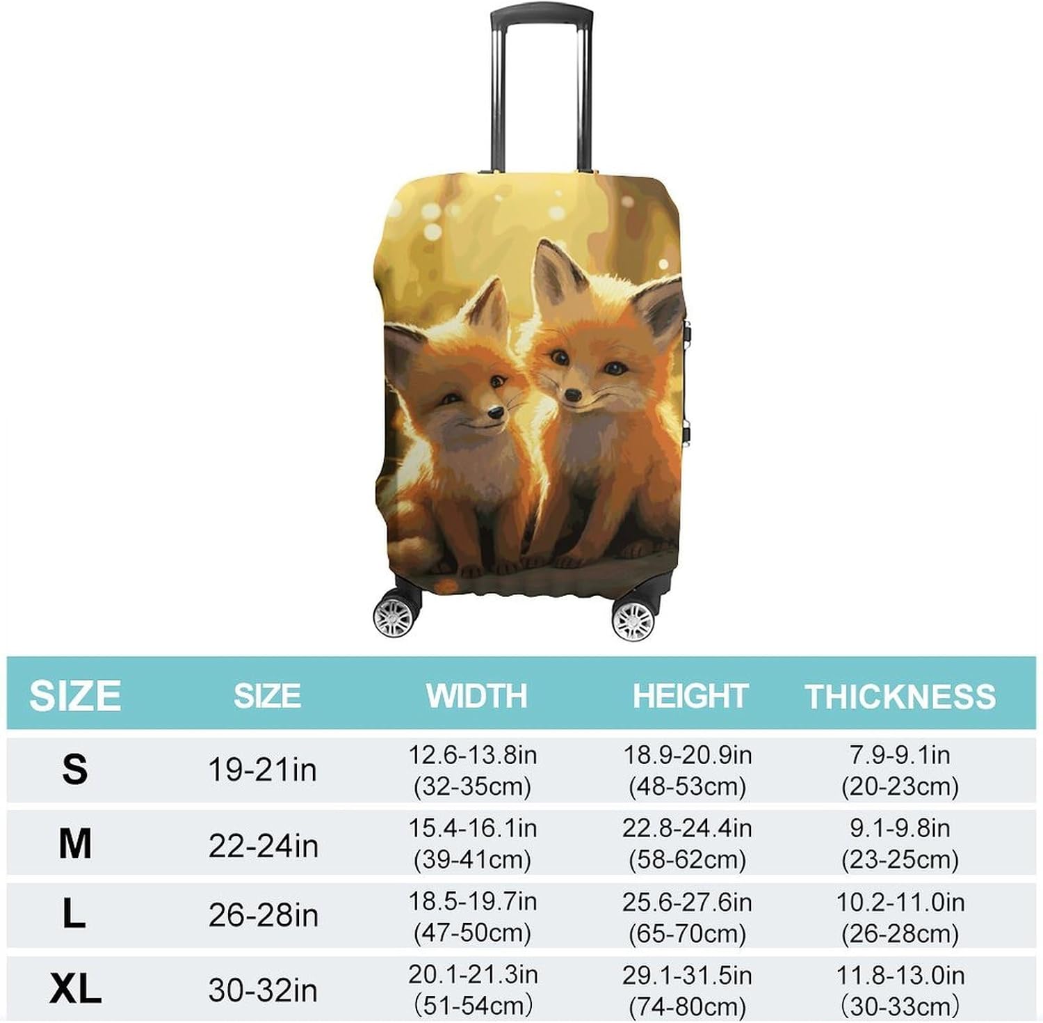 Cute Foxes Luggage Cover for Travel, Washable Suitcase Protector for Home, Anti Scratch Luggage Covers S with Zippers on Both Sides, Suitcase Stretchable Outdoor Accessories image 2