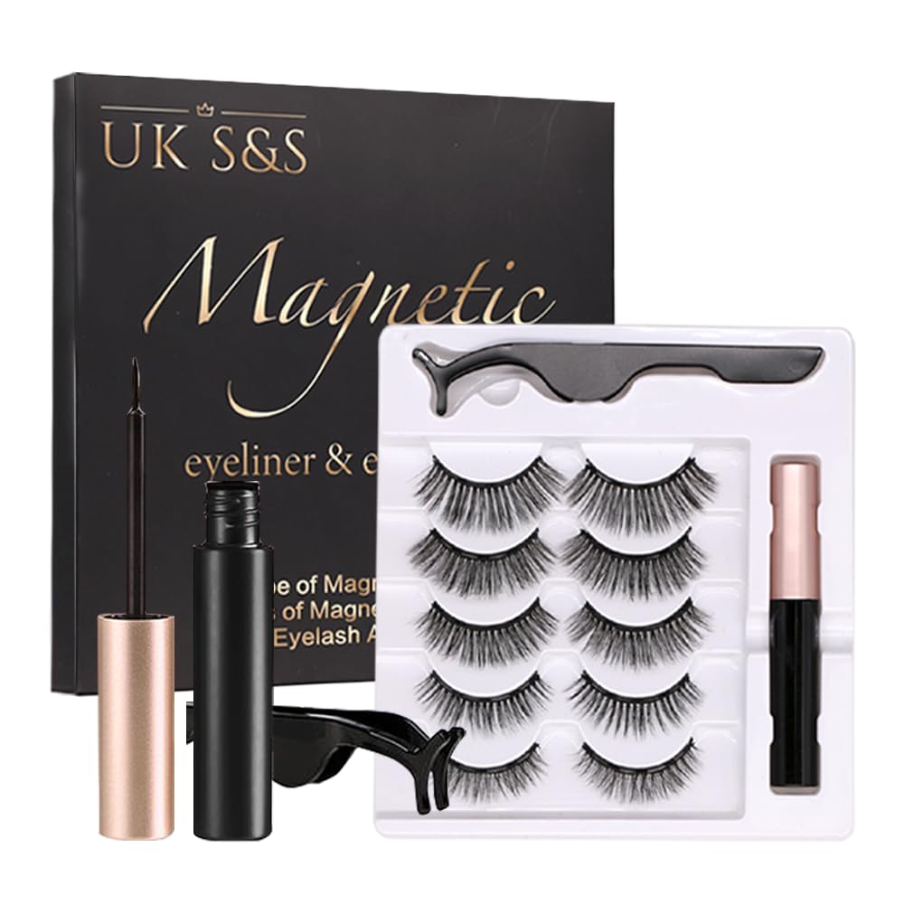 Magnetic eyelash and eyeliner kit, 1 Tube of Magnetic Eyeliner, 5 works of Magnetic Eyelashes, 1 Eyelash Applicator - Image 2