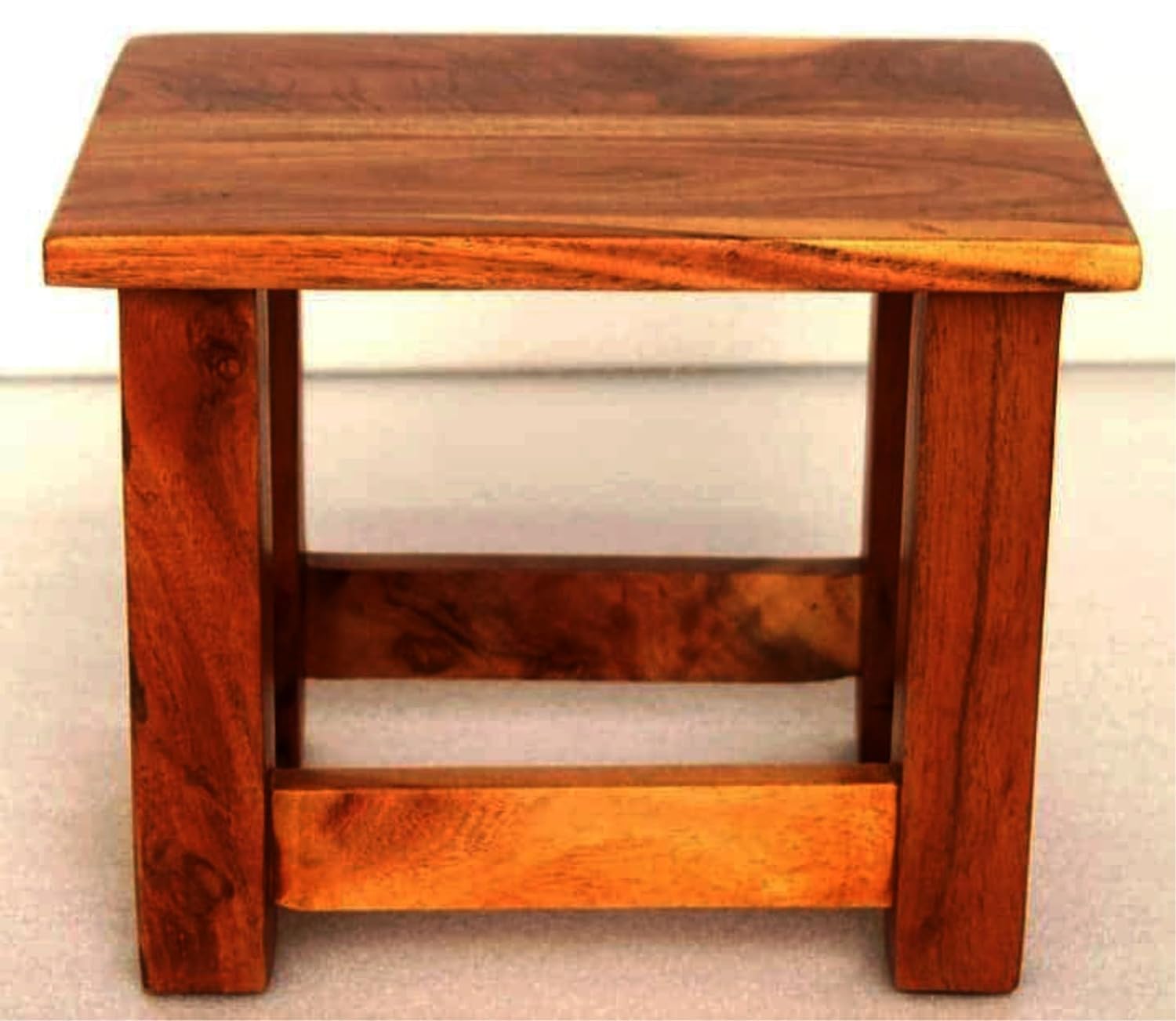 CRAFT D ARTS Mini Solid Wood Stool for Home Living Room Solid Wood Seating Stools for Kitchen - Natural Finish
