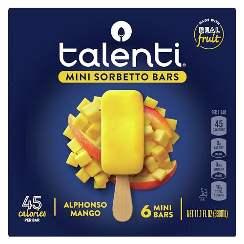 Talenti Mini Sorbetto Bar Alphonso Mango 6 count Dessert With 45 Calories Per Bar 11.1 oz