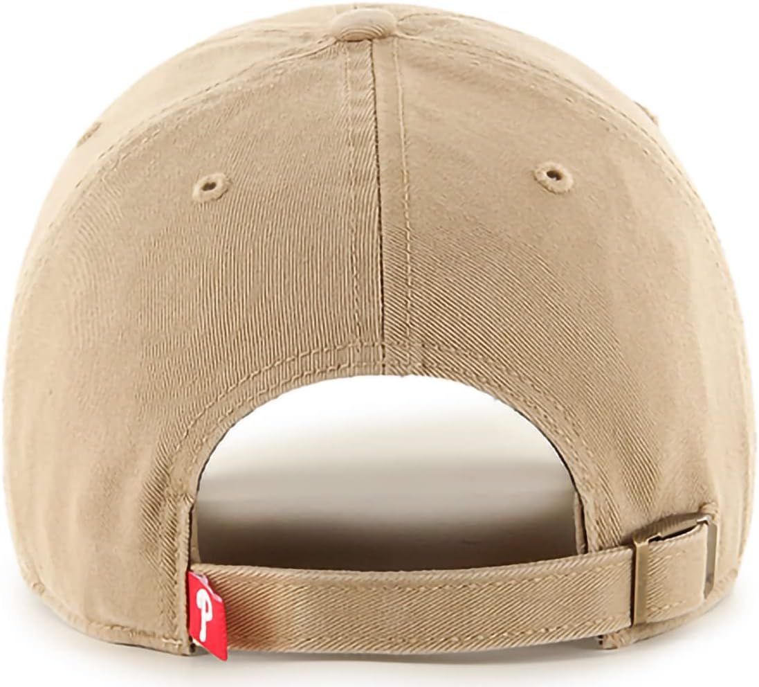 47 Brand MLB Khaki Primary Logo Clean Up Adjustable Strap Baseball Dad Hat Cap, Adult One Size Fits All