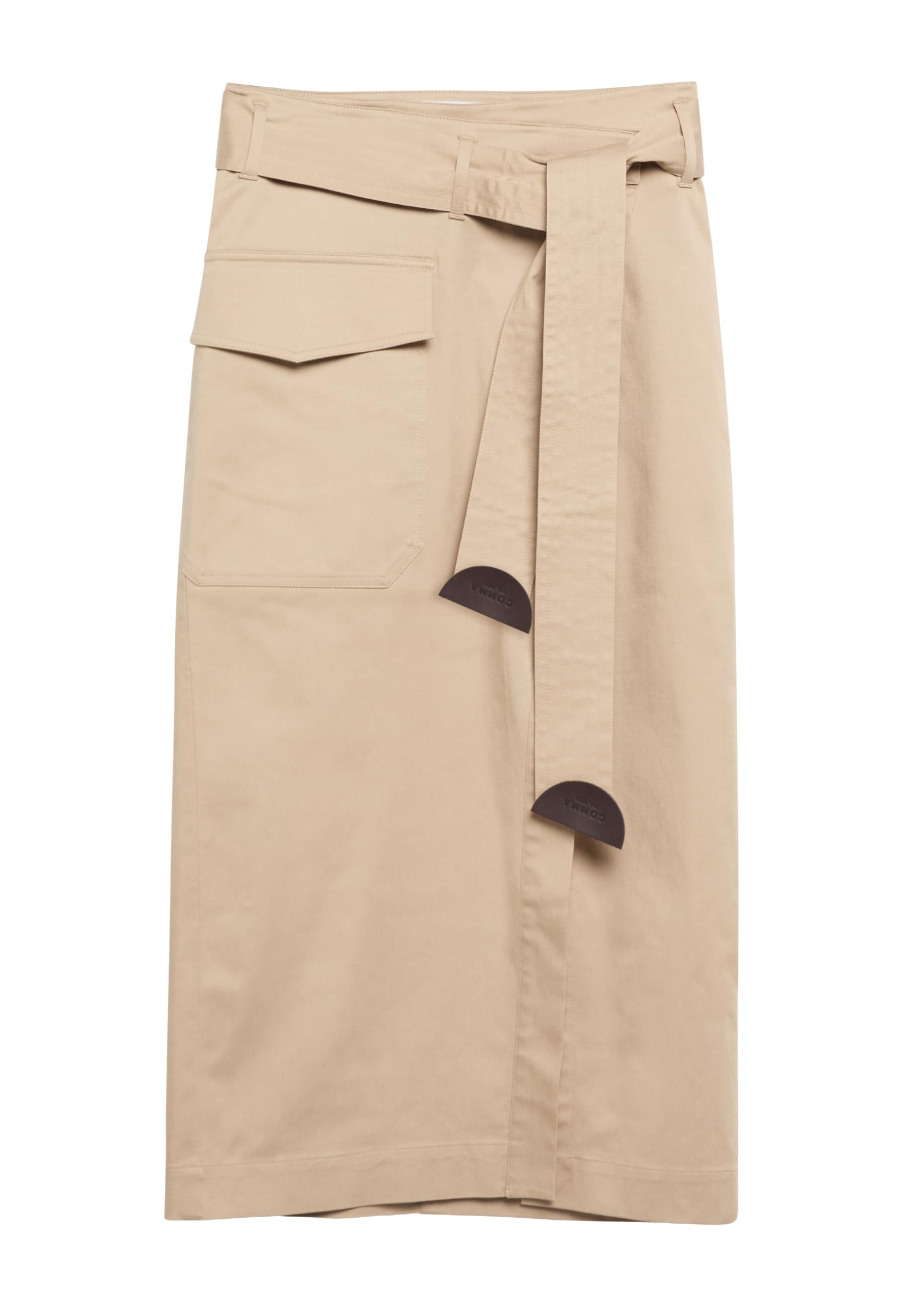 Comma Damen Rock – A-Shape, Midi-Länge, Wickeloptik, Bindegürtel – Für Business & Casual