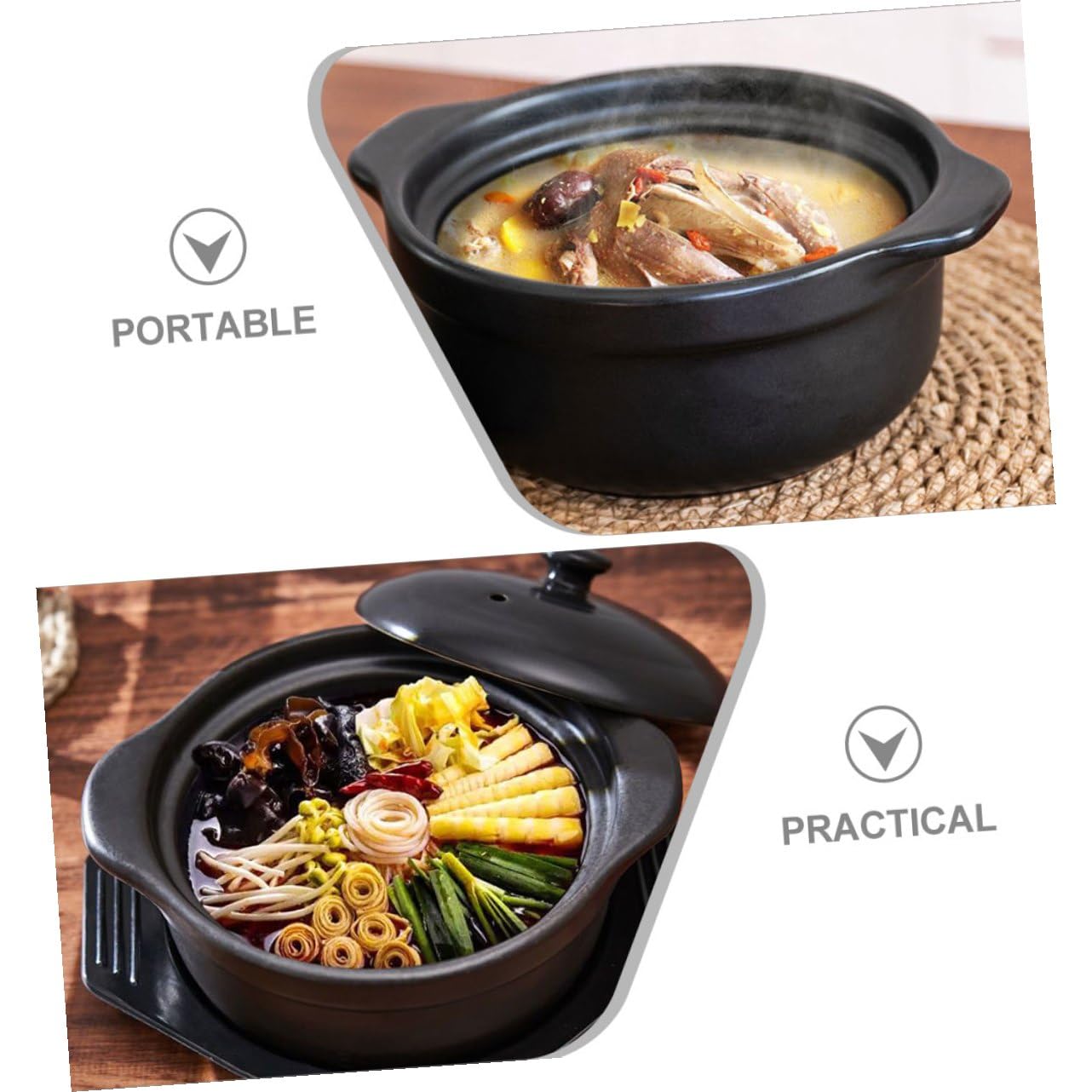 Alipis Cocotte Céramique pour Cuisine Marmite Multifonctionnelle Casserole pour Ragoût et Soupes