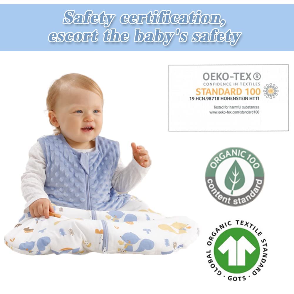 Fairy Baby Sacco Nanna per Neonati 1,5 Tog Sacco a Pelo Invernale per Neonato Coperta Indossabile in Cotone Morbido Swaddle