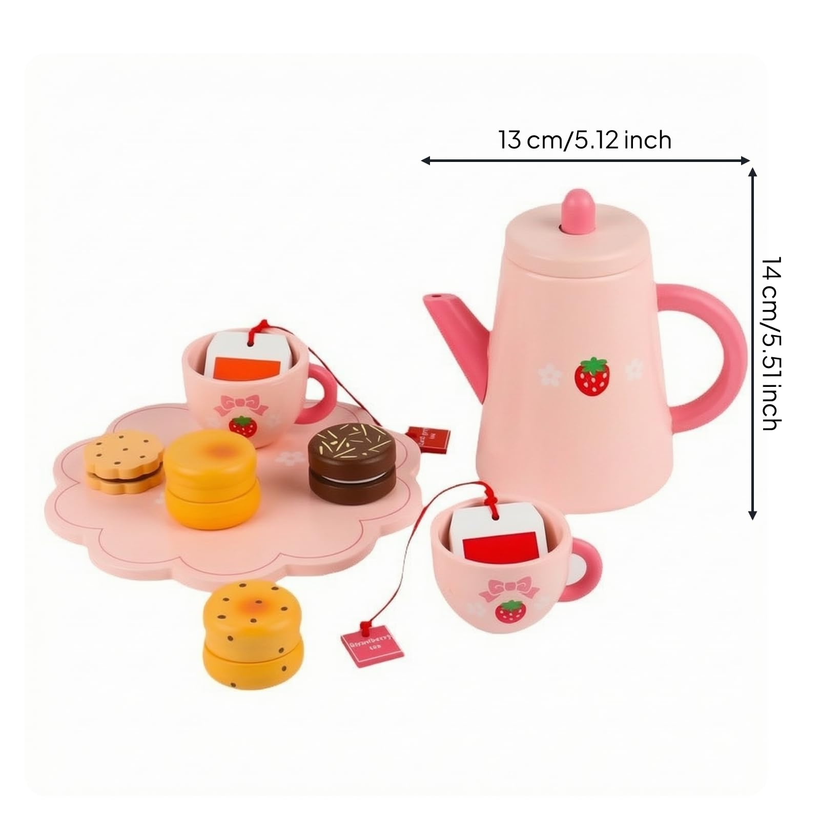 Servizio da tè Giocattolo Sicuro | Realistico, Set da tè con Vassoio, Didattico, per Asilo, Bambini