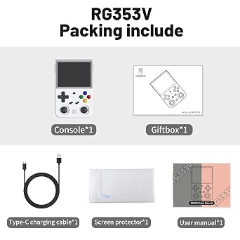 RG353V Retro Handheld Game with Dual OS Android 11 and Linux,RG353V with 64G TF Card Pre-Installed 4452 Games Supports 5G WiFi 4.2 Bluetooth Online Fighting,Streaming and HDMI