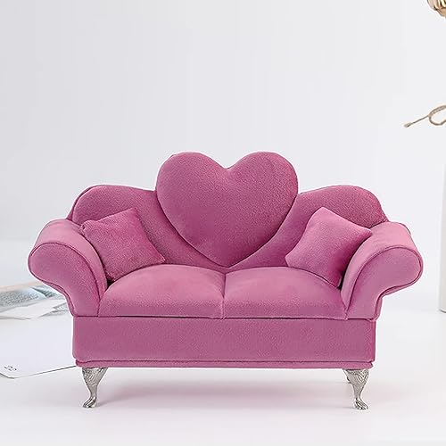 Miniatura 4 de Caja de joyería para sofá casa de muñecas rosa sofá de terciopelo con compartimentos abiertos estuche de almacenamiento de joyería para anillos