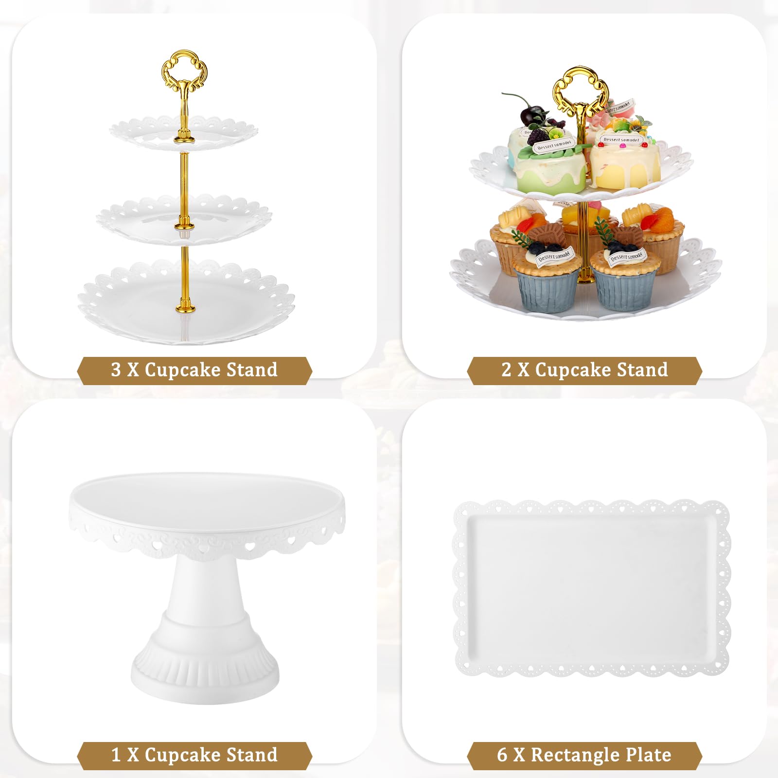 Wood Dessert Table Display Set Wooden Cake Stand Cupcake Tower Rectangular Serving Tray - Wooden Counter Display And Shop Display Price