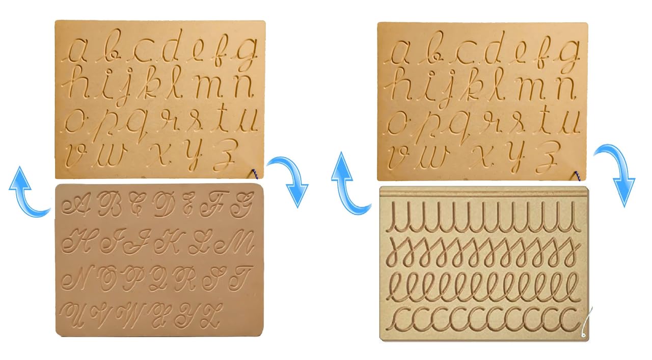 RCW Wooden Tracing Board for Kids Educational Tracing Kit Reversible Cursive & Cursive Pattern, Small Handwriting and Learning Practice Slate for Hindi, English, Alphabet Letters (Set of 2) (B0DD3WF5TK) Amazon Price History, Amazon Price Tracker