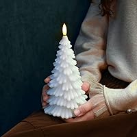 Vista 3 de AGLARY 2 velas blancas sin llama para árbol de Navidad, velas LED que funcionan con pilas, función de temporizador, con control remoto