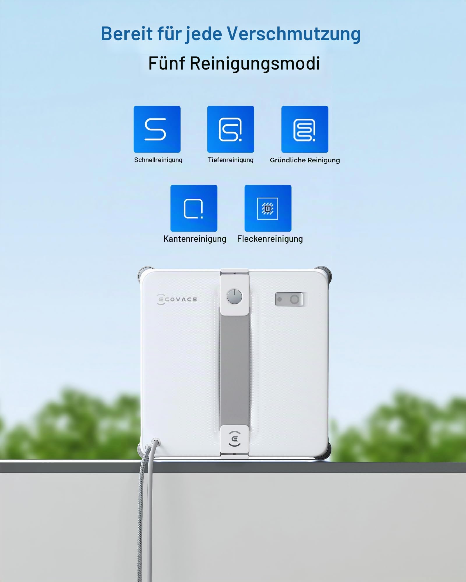 ECOVACS WINBOT MINI2 Fensterputzroboter, Fensterreiniger Roboter mit 6 Smart Reinigungsmodi, Win-SLAM 4.0 Navigation, Automatischer Glasreiniger für Fenster, Spiegel & Glastüren