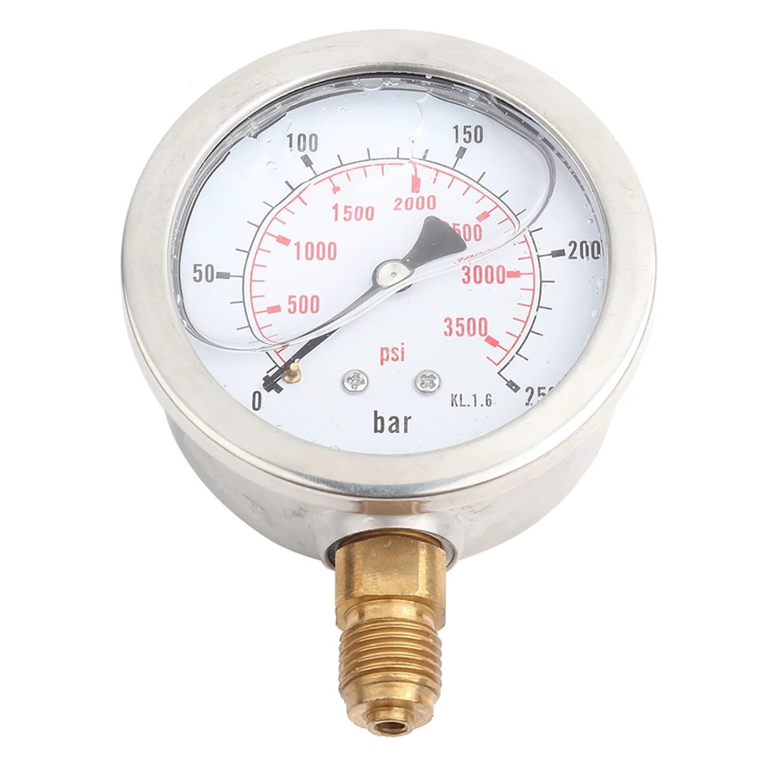 Manómetro hidráulico de 0-250 bar (0-3750 psi), rosca G1/4, 63 mm.