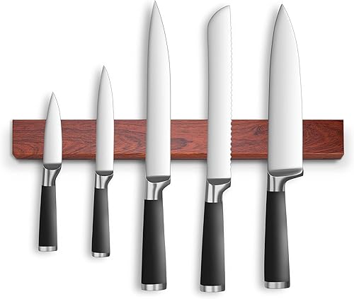 Miniatura 6 de Profesional 16" tira magnética del cuchillo, soporte de la barra del estante del imán del cuchillo del acero inoxidable, patrón de madera