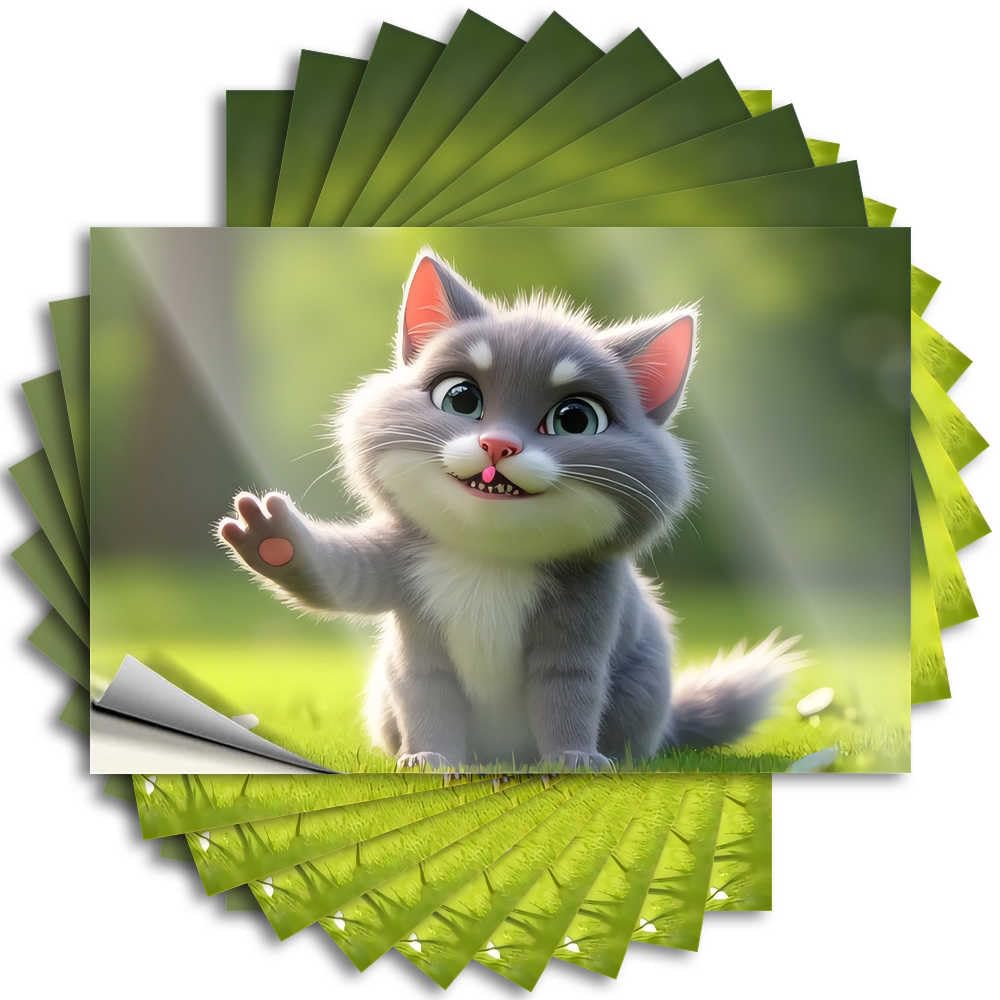 Decal Front Door Decor | Positive Cover Adorable Kitten Waving in The Sunlight for Items(8X12CM)