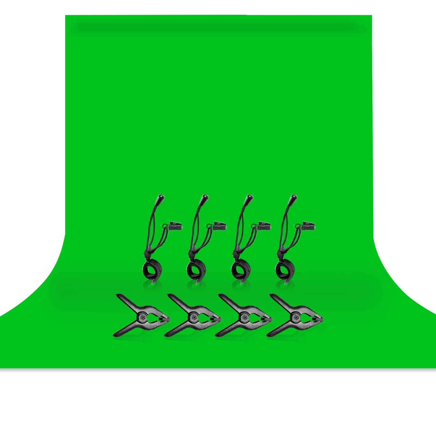 JS JULIUS STUDIO 9 x 13 ft. Green Chromakey Photo Video Studio Fabric Backdrop, Background Screen, Pure Green Muslin with Clamps and Holders, Photography Photo Studio, JSAG707