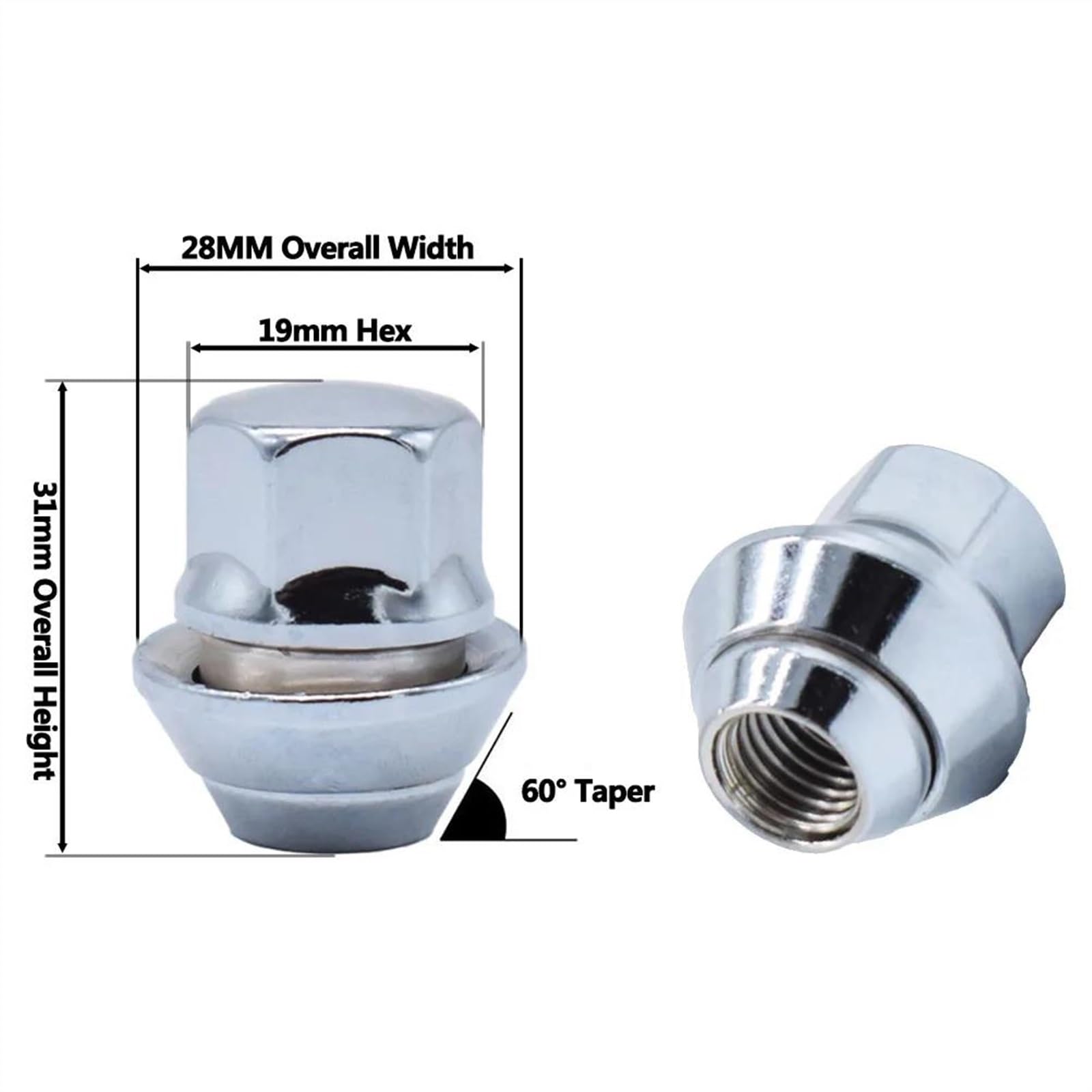 Chiave Dado Ruota 20 Dadi Ruota M12 X 1,5 Cromati Per Ford - Compatibili Con B-Max, C-Max, Fiesta, Focus, Mondeo, Kuga Bullone Antifurto - Foto 2