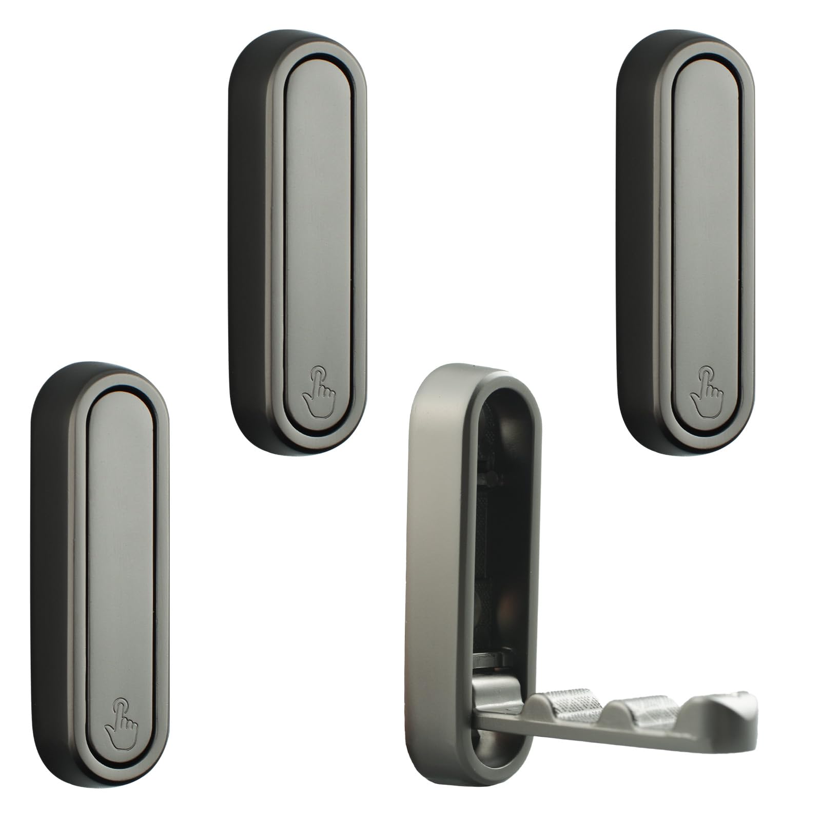 MOROBOR 4pcs Elliptical Folding Wall Hook Non-Slip Heavy Duty Foldable Coat Hook Zinc Alloy Wall Hanger for Hanging Coat Bags Backpack Towel(Pearl Grey)