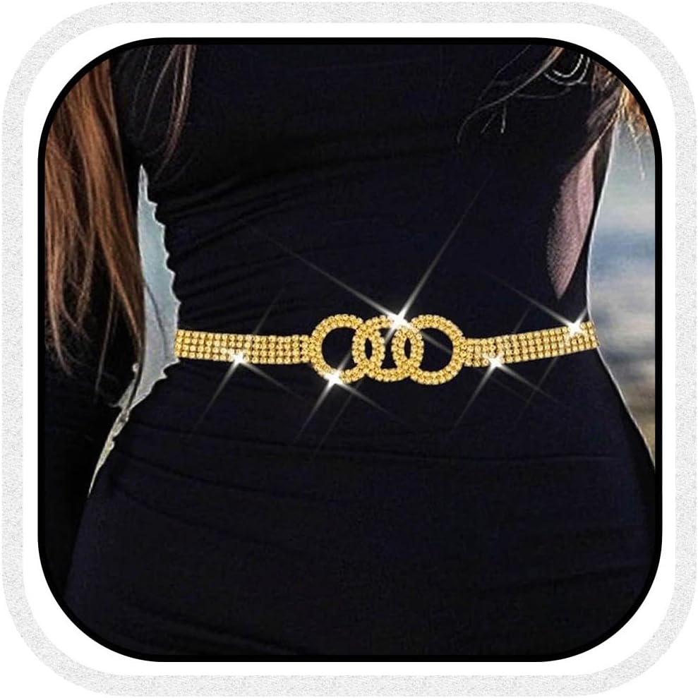 Rhinestone Chain Belts Silver Bling Diamond Dress Belt Sparkly Waist Accessories for Women