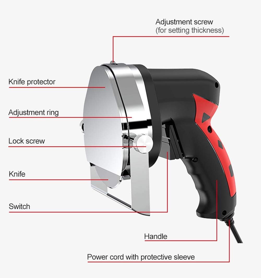 Electric Kebab Slicer, 80W Cleaver Machine can Adjust The Thickness Electric Kebab Knife Handheld Turkish Kebab Knife Electric, for Commercial Home Use (Color : Red)