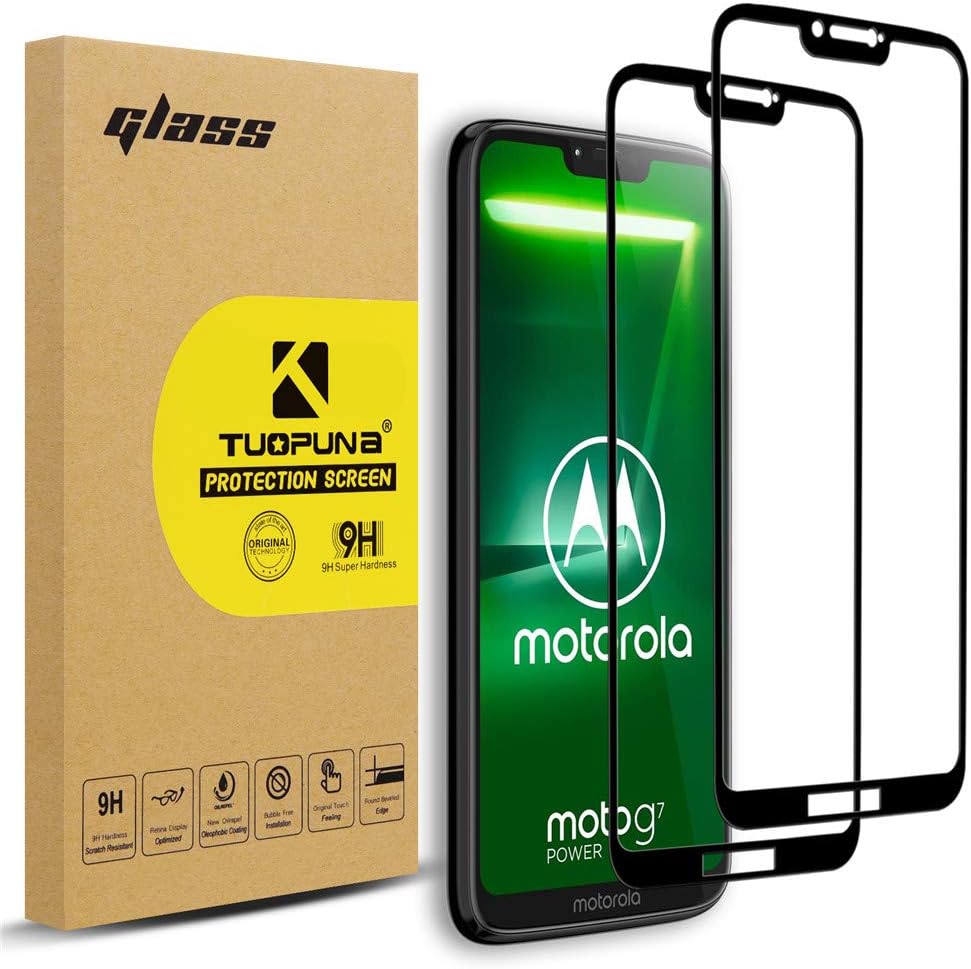 Tuopuna [2 Packs Compatible Moto G7 Power Screen Protector, 2.5D [Full Coverage] 9H Hardness Tempered Glass Film for Moto G7 Power