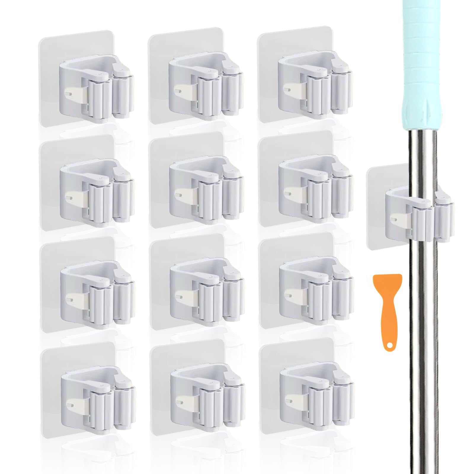 12 Pezzi Portascope da Muro Adesivo, Porta Scope Parete, Non Necessario Forare, per Cucina Garage Giardino