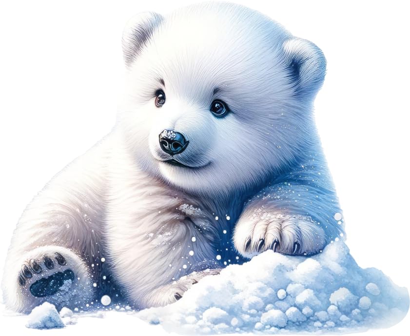Polar Bear Cub Vinyl Decals, Arctic Animal Stickers for Nursery Wall 20cm 7cm