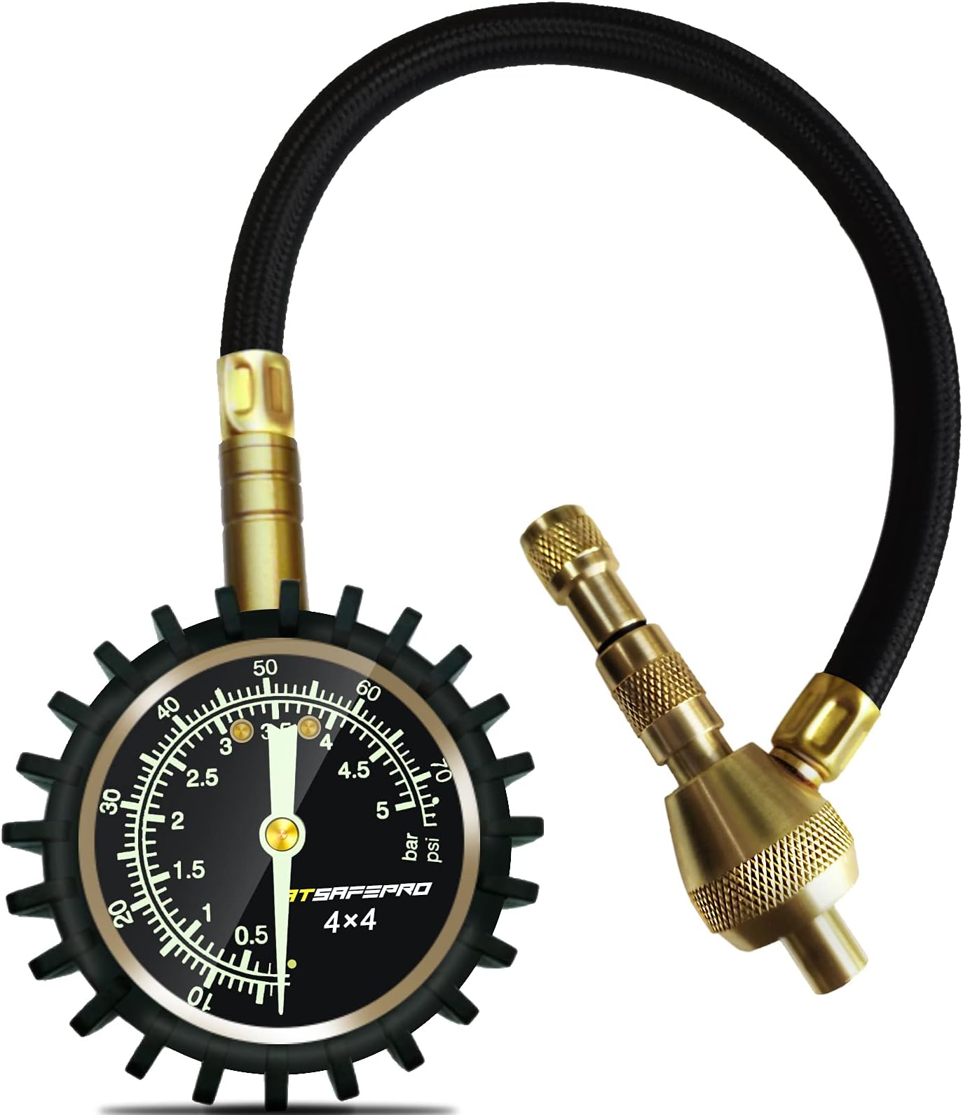 ATsafepro 2 in 1 ProfessionalTire Deflator Pressure Gauge 75Psi with Special Chuck for 4X4 Large Offroad Tires