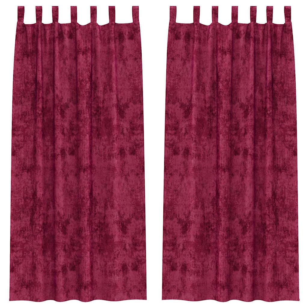 Aksamitne zasłony 2 szt. czerwone wino 260 x 140 cm | Luksusowy aksamit, blokujący światło, izolacja termiczna, obsługa ręczna, do salonu i sypialni