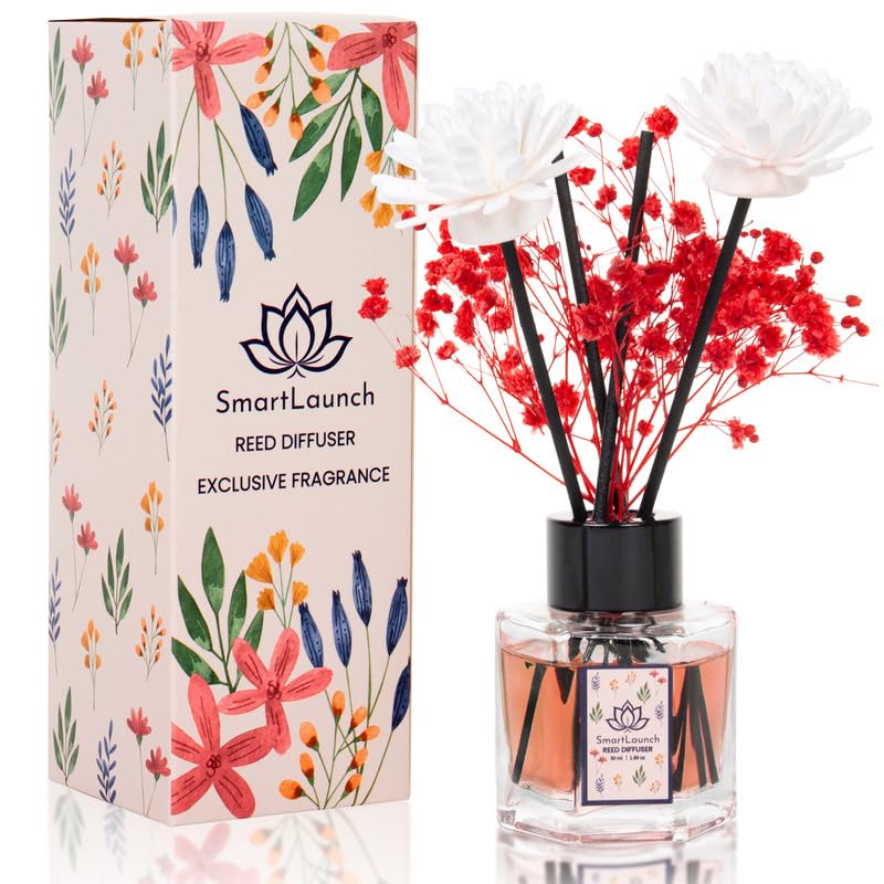 Reed Diffuser, Air Freshener, Pet Odour Eliminator, Long Lasting Home Fragrance, Essential Oil Fragrance, Hotel Collection Reed Diffuser, Aromatherapy Scent Diffusers, Aroma Scent 50ml (Rose)