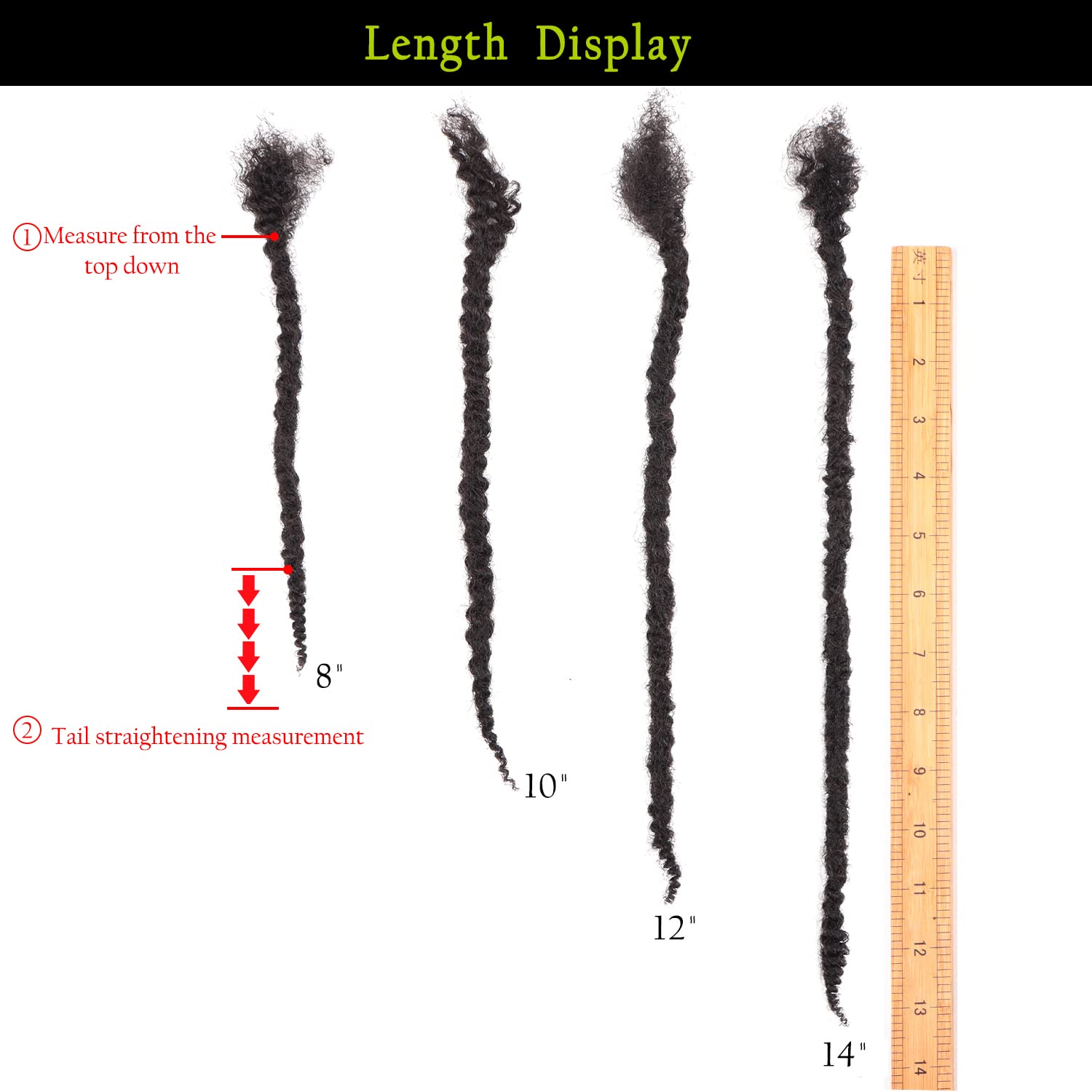 Orientfashion 8inch Textured loc Extensions Human Hair Curly Ends 0.6 Thickness Full Hand-made Permanent Dreadlock Extensions Human Hair for Women/Men(8inch 20strands, 0.6cm Natural black)