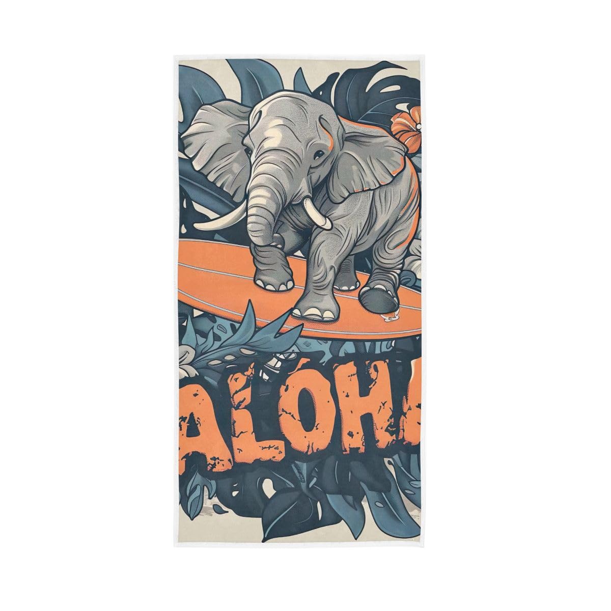 LSRCPD Elephant Summer Aloha Hand Towels, 15 x 30 Inches, Soft Highly Absorbent Towels for Bathroom Gym Hotel