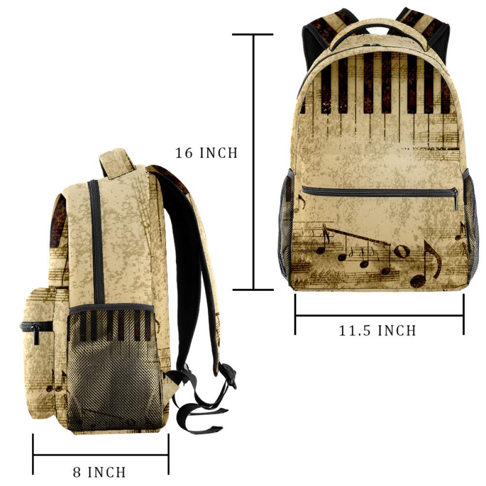 LORVIES Noten-Rucksack, Schulterrucksack, Büchertasche für Schule, Studenten, Reisetasche