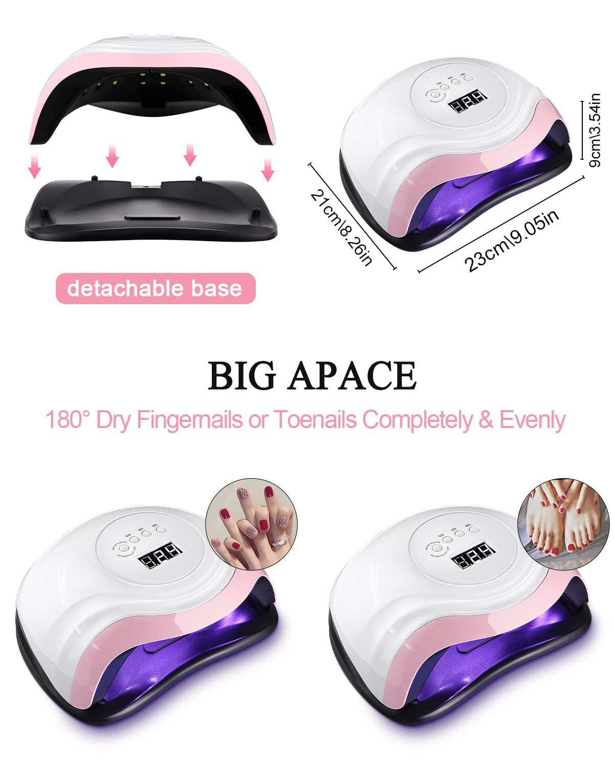 168 W Lampada per Unghie, Lampada a LED UV per Manicure e Pedicure 36 LED Lampada UV Unghie Professionale con Automatico Sensore Display 4 Timers da10s 30s 60s 99s (Elegant-White Pink)