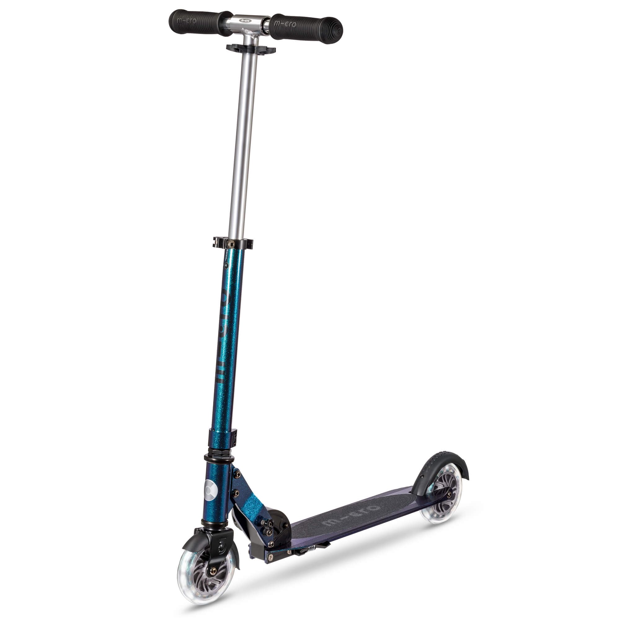 Micro Scooters | Micro Sprite LED Two Tone Children's Scooter | Handlebar Adjustable | Light Up Wheels | Foldable | Kickstand | 5 to Teen | Boys & Girls | Green — image 1