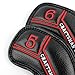 Craftsman Golf Black Pu Leather Iron Head Covers Headcover Set with Colorful No. (5 Fit Callaway, Ping, Taylormade, Cobra, Mizuno, Etc.