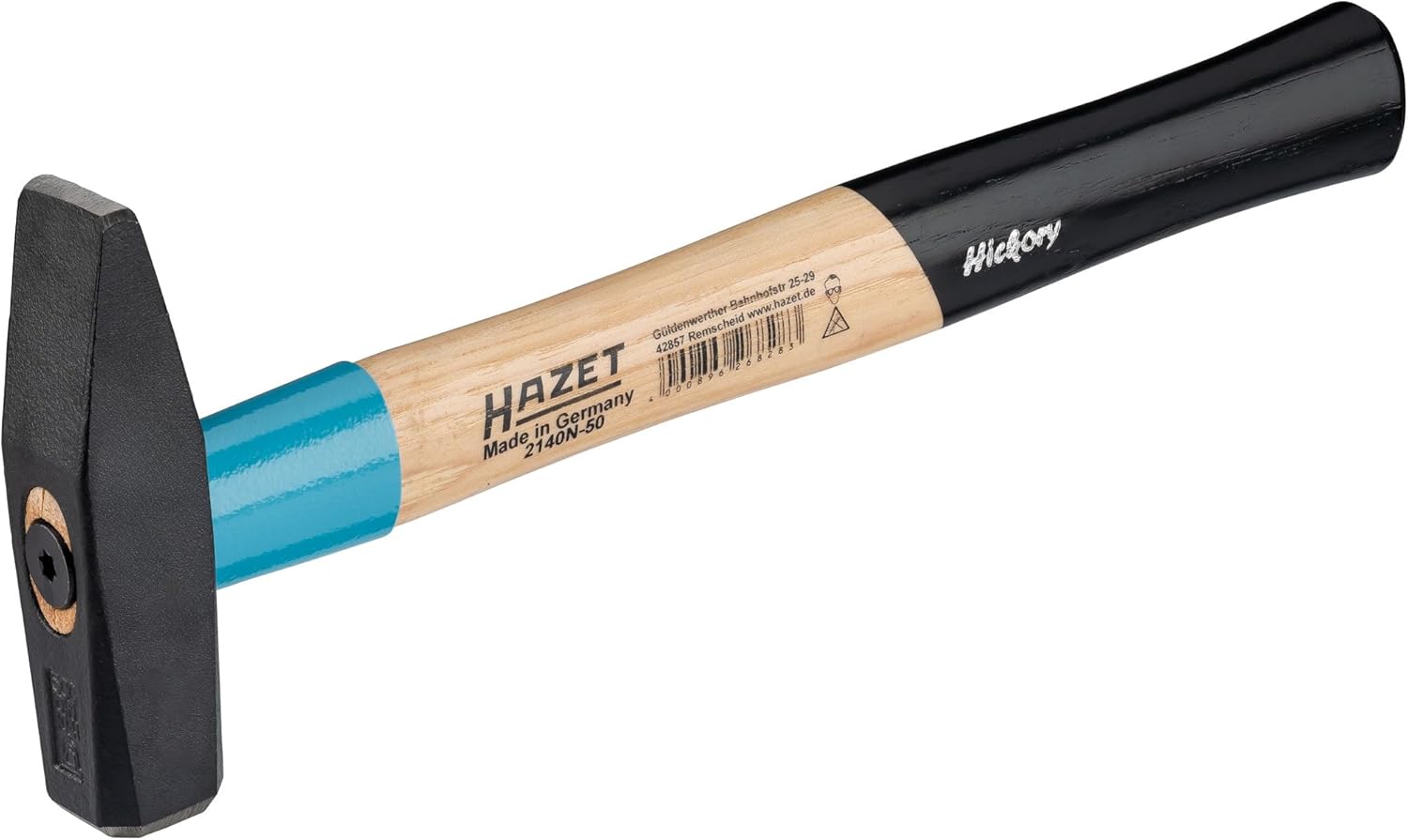 HAZET Engineer's Hammer BluGuard 2140N-50, 320 mm Length, 500 g Hammer Head, with Wedge Screw for Maximum Safety, Quality Steel and Ergonomic Handle