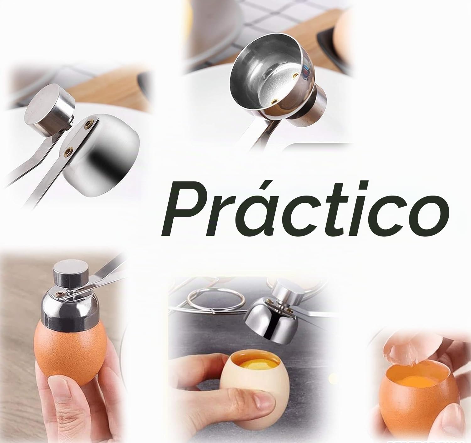 Abridor de conchas de acero inoxidable, cortador de huevos manual, separador para huevos duros y suaves