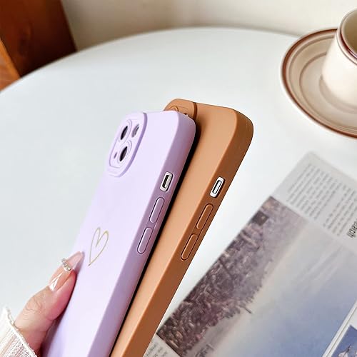 Miniatura 7 de Skyseaco Funda compatible con iPhone 13 con protector de pantalla, diseño de corazón dorado de lujo, funda de silicona suave a prueba de golpes,