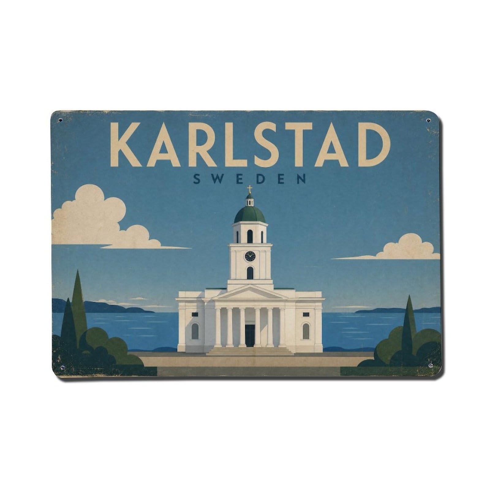 Vintage Travel Sweden Karlstad Metal Tin Sign Plaque Wall Decor for Cafe, Club Bar, Office, Garden Metal Poster 8x12Inch