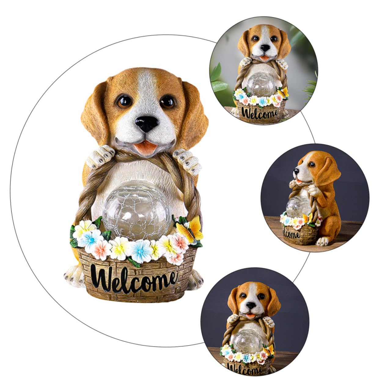 Solar Hundestatue aus Kunstharz für Garten, 1 Stück | Schickes Dekoobjekt für Außen, Farbbeständig, Geschenkidee für Gartenliebhaber